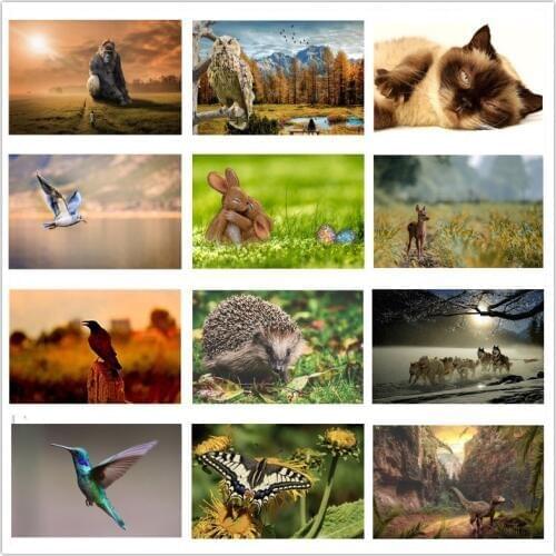 5D DIY Diamond Painting "Animals" Full Round Drill Diamond Embroidery Dinosaur Landscape Needlework Cross Stitch Home Decor Gift