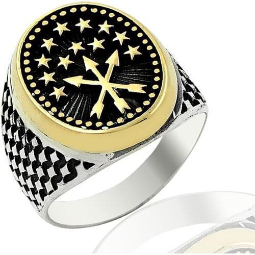 925 Silver Ethnic Circasian Rings for Men Traditional Caucasian Ring for Man