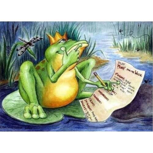 New 5D DIY Diamond Painting Full Square Round Animal Frog 3D Embroidery Pictures Paste Rhinestones Cross Stitch Arts Decor DF549