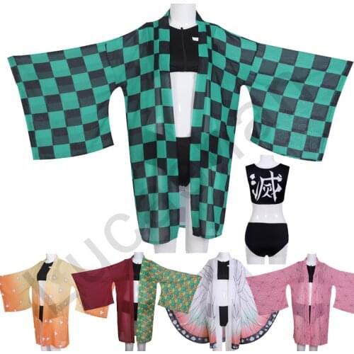 Anime Demon Slayer Swimsuit Tanjiro Nezuko Zenitsu Giyuu Tomioka Shinobu Cosplay Costumes Bathingsuit Kimetsu No Yaiba Kimono