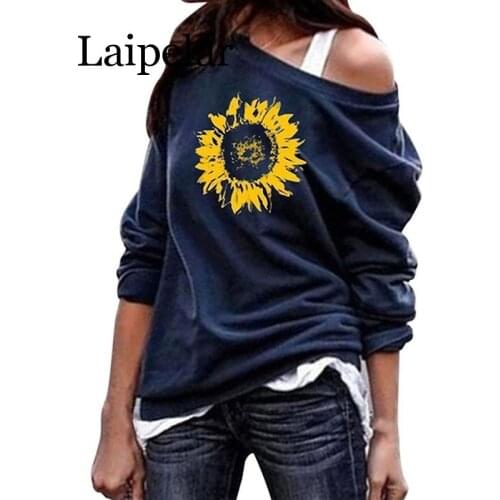 Plus Size Autumn Women Hoodies Fashion Sunflower Print Casual Loose Sweatshirt 2020 Simple Female Pullover Sweatshirt Hoodies
