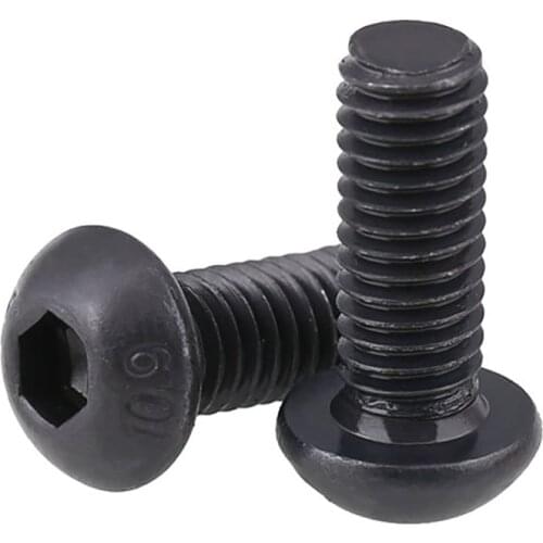 Black Steel 10.9 grade Round Head Screws Hex Socket Button Head Cap Screw Screws Bolts M1.6 M2 M2.5