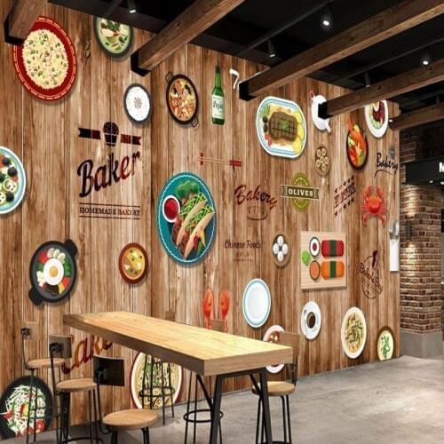 Dropshipping Colomac Wall Murals Dessert Milk Tea Shop Cafe Wallpaper for Kids Room Kitchen Wallpaper Papel De Parede Infantil