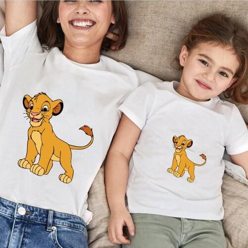 New Summer T Shirts Fashion Family Matching Outfits Hakuna Matata Simba The Lion King Harajuku Streetwear Tee Tops Boys Tees