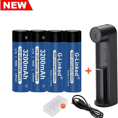 Hot G-Linked Li-ion 18650 18650 3200mAh High Power Discharge Rechargeable Battery 3.7V Lithium 18650 Battery with Free Charger