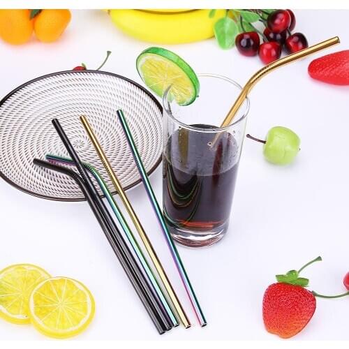 Stainless Steel Metal Drinking Straw Eco Friendly Reusable Straw Cleaner Brush Tube Straws Wedding Party Decoration Accessories