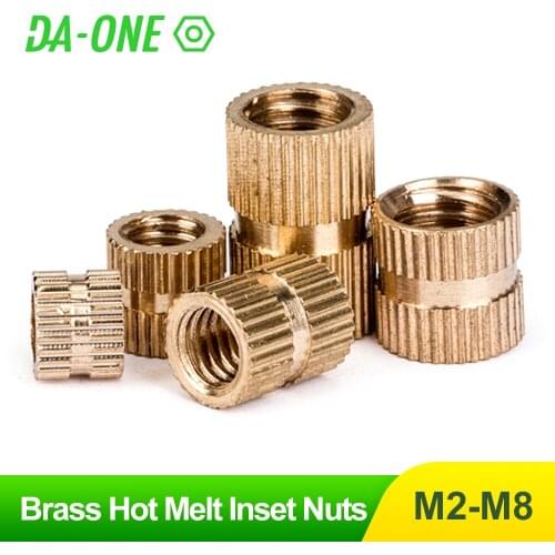 20/50/100pcs M2.5 M3 M4 M5 M6 Brass Pure Copper Metric Thread Injection Molding Knurl Insert Nut Nutsert Embedded Nuts