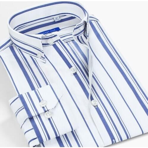 Smart Five Long Sleeve Men Shirt Striped Casual Fashion Shirts For Male Clothing High Quality 100% Cotton