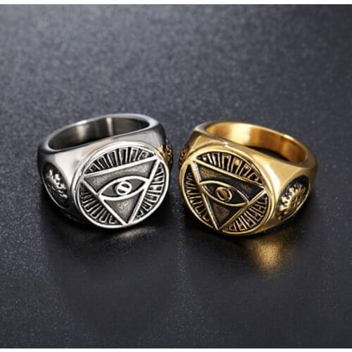 Popular Personality Ring Masonic Triangle Eyes Devil Eyes Mens Alloy Ring Fashion Jewelry Dropshipping