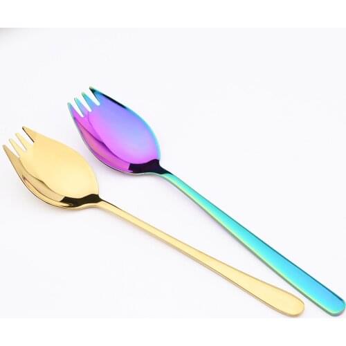 Colorful Cutlery Set 304 Stainless Steel Dinnerware Salad Spoon Serving Spoon Dinner Flatware Kitchen Accessories Dropshipping