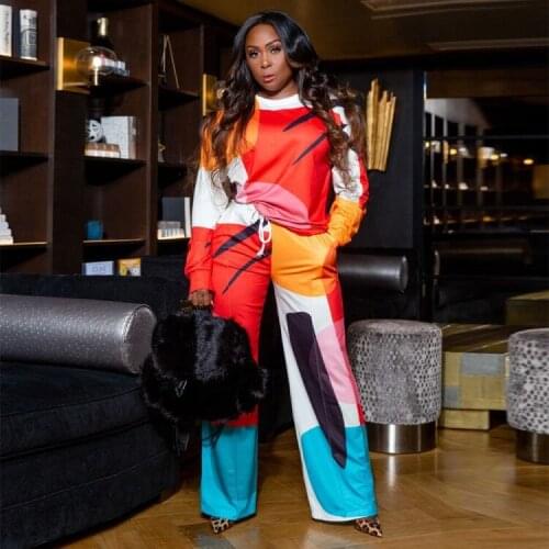 Ueteey New Two-piece Casual Abstract Print Women Pant Set