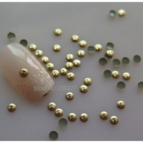NS-24 30pcs Nail Decoration High Quality 3mm Gold Round Metal Stud Nail Art Decoration