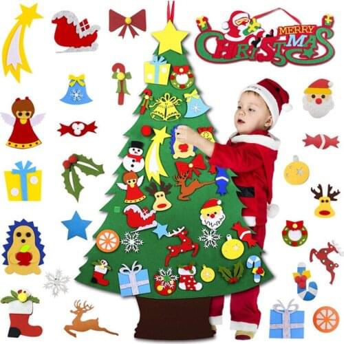 2020 2021 Year Gifts Kids toys children child baby Christmas tree diy felt toy wallpaper decoration Christmas gift