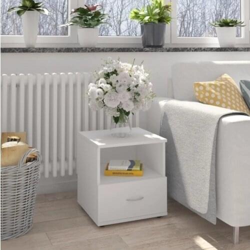 MDF Bedside Table Particleboard with Rollers, Modern Style Nightstand, Durable and Easy to Install, Saving Space for Living Room