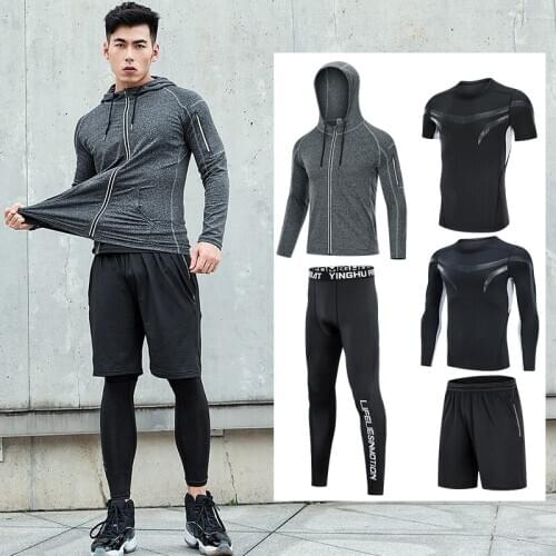 Elastic Tracksuit Mens Compression Suit Reflective Running Sets Basketball Sportswear Racing Santander Jogging Training Clothes