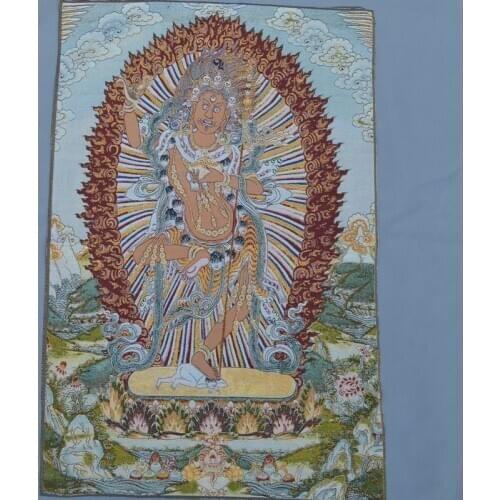 Antique brocade, silk embroidery painting, and the Buddhas portrait