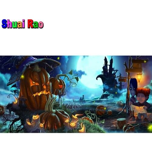 Horror art Pumpkin skull castle 5d diy diamond painting mosaic kits diamond stitch full drill Diamond embroidery Halloween gift