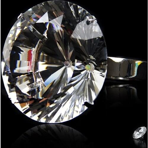 Sparkling 80MM Crystal Engagement Ring Large Diamond Crystal Ring Wedding Gifts for Bride