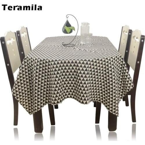 Teramila Geometric Thick Tablecloths Rectangular Oval Dining Tea Table Cloth Cover Cotton Linen Home Decoration Wedding Mantel