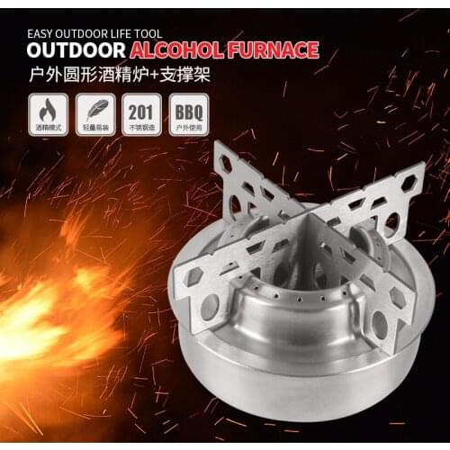 Outdoor Stainless Steel Alcohol Furnace Camp Portable Liquid Solid Cooker Round camping stove equipment camp hiking ultralight