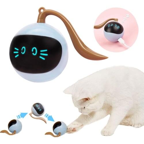 Smart Cat Toy Interactive Colorful LED Self Rotating Pet Ball Toys USB Rechargeable Kitten Electronic Ball Toys Cat Accessories