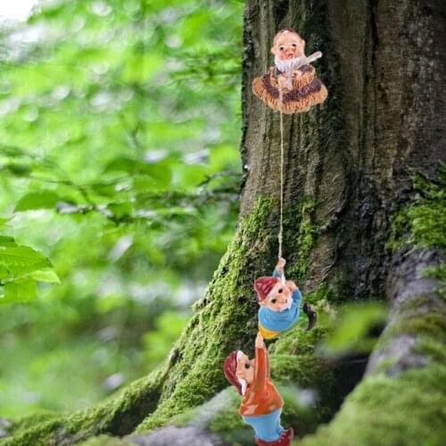 Rope Climbing Dwarf Tree Ornament Hanging Dwarf Pendant Outdoor Garden Cute Cartoon Sculpture Creative Art Crafts Home K0AB