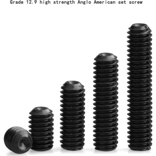2-56 4-40 6-32 10-24 1/4 5/16 3/8 1/2 5/8 3/16 DIN916 Black Grade 12.9 Alloy Steel Hex Hexagon Socket Allen Cup Point Grub Screw