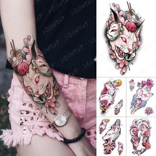 Waterproof Temporary Tattoo Sticker Japanese Devil Eyes Cat Fox mask Flash Tattoos Sailor Moon Body Art Arm Fake Tatoo Women Men