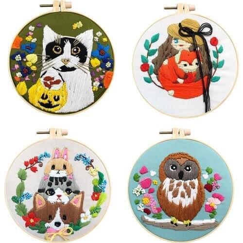 Embroidery Cross Stitch Starter Kit Embroidery Fabric Needle Tool DIY Wall Decor