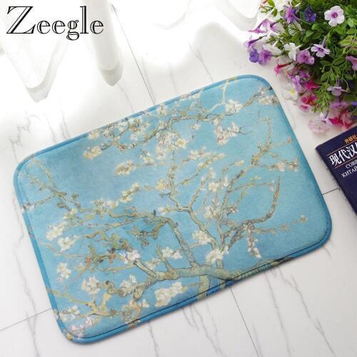 Zeegle Floor Mat Doormat Non-slip Shower Carpet Kitchen Rug Flannel Outdoor Mat Indoor Carpet Absorbent Hallway Rug Foot Mat