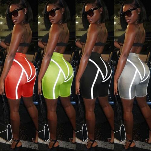 Womens Cycling Shorts Fashion Sexy Skinny Reflective Dancing Gym Biker Hot Leggings Active Casual Sports Shorts