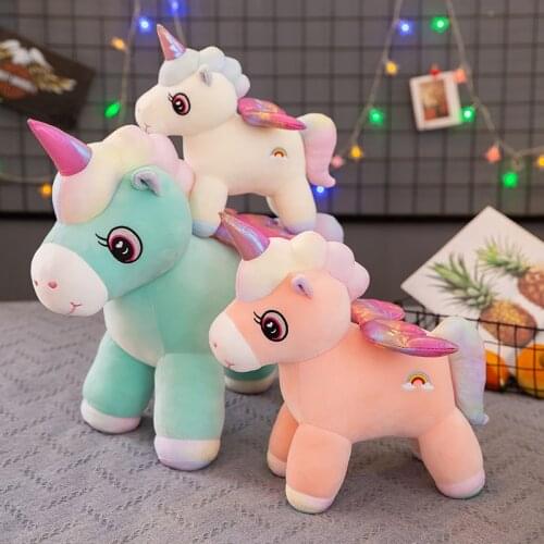 1pc 30/35/50cm Lovely Colorful Unicorn Plush Toys Cartoon Animal Horse Pillow Stuffed Soft Doll for Children Baby Girls Gifts