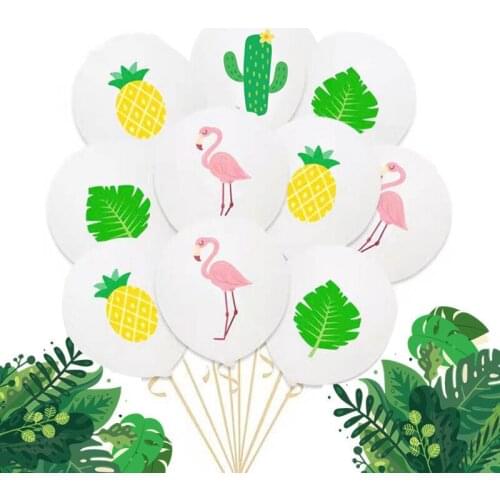 10/30pcs/set 12inch Hawaiian Party Decor Latex Balloon Flamingo Cactus Leaf Helium Balloon Birthday Tropical Summer Party Supply