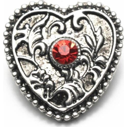 10pcs/lot Rhinestone Stone Crystal Heart Vintage Snap Buttons For Women Fit 18mm/20mm DIY Snap Bracelet/Necklace Jewelry Making