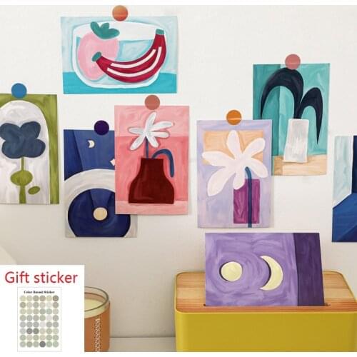 15sheets/set cartoon flower oil painting series ins photography decoration postcard bedroom desk DIY card wall decoration card