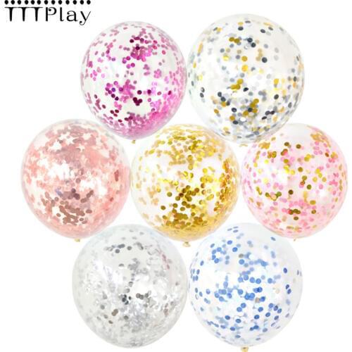 18inch Pink Confetti Clear Balloon Round Ballons Party Accessories Birthday Inflatable Balls Baptism Decorations Baloons Wedding