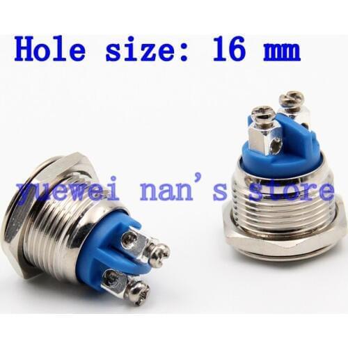 2 pcs 16mm Starter Switch Boat Horn Momentary Steel Metal Push Button Switches