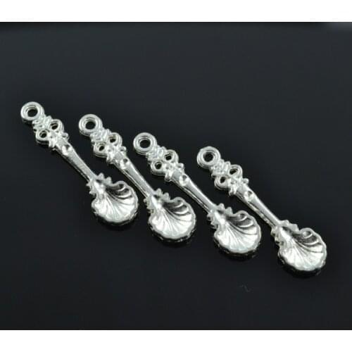 20pcs Silver Plated Spoon Charms alloy Pendants for Bracelet Necklace Jewelry Making Accessories DIY 33*9mm J159