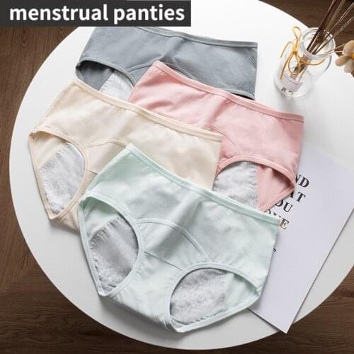 3PCS/Set Leakproof Menstrual Panties Physiological Panty Women Underwear Period Cotton Mid Waist Antibacterial Waterproof Briefs
