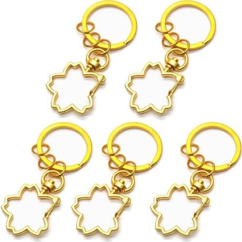 5Pcs Cherry Flower Metal Snap Hook Lobster Clasps Lanyard Keyrings DIY Keychain