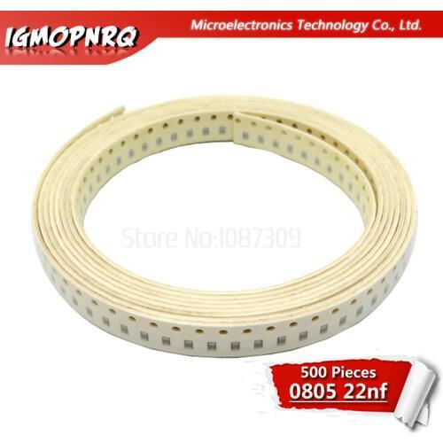 500pcs 22NF Y5V Error 20% 50V 0805 223 SMD Thick Film Chip Multilayer Ceramic Capacitor