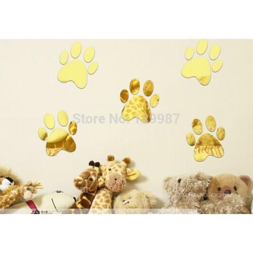 Lovely foot print acrylic wall mirror sticker decoration , 3D Nursery room wall mirror deco&Murals , kids mirror ticker
