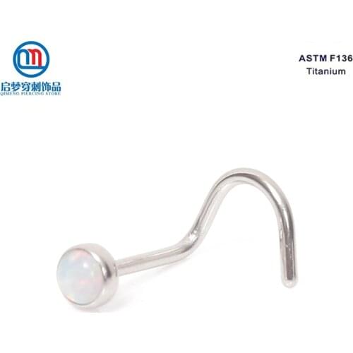ASTM F136 Titanium Implant Grade Opal Nose Screw Ring Body Piercing Jewelry