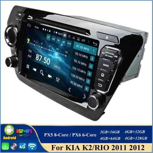 4gb+64gb DSP PX6 6-Core 8" Android 10 Car Radio DVD Player for Kia K2 Rio 2011 2012 GPS WIFI Bluetooth 5.0 Mirror-link CarPlay