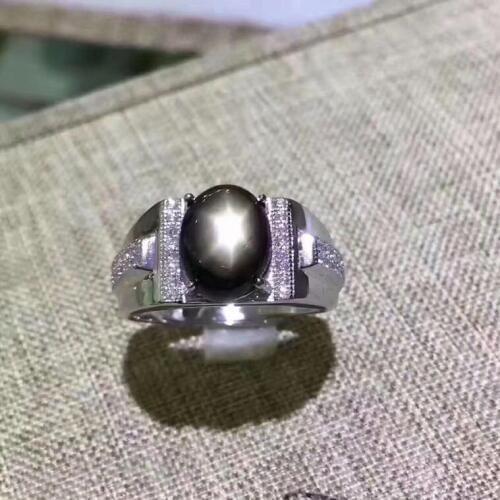 Free shipping Natural Sapphire Ring 925 sterling silver Wholesales Fine jewelry Natural Sapphire Man Ring 8*10mm