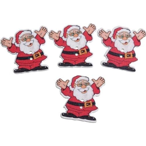 Free Shipping Retail 10Pcs Mixed 2 Holes Santa Claus Christmas Wood DIY Sewing Buttons Scrapbooking 36x35mm