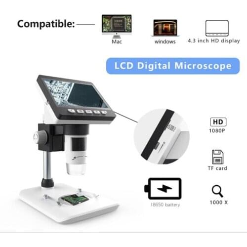 4.3 Inch HD 1080P 1000X USB Digital Microscope LCD Electronic Soldering Electronic Endoscope Magnifier Camera Magnify Glass
