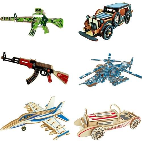 Wooden 3D puzzle assembled large airplane car model adult children handmade diy solid wood educational toy gift