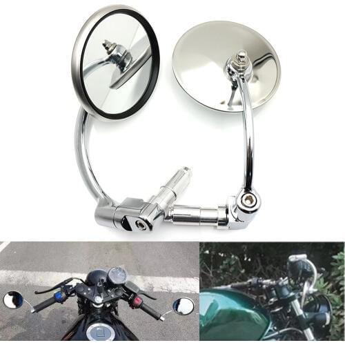 Evomosa Motorcycle 7/8" Handle Bar End Mirror Motorbike Side Mirrors Motocross Rearview Cafe Racer Chopper Cruiser Stock Mirror