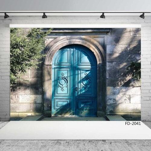 Photography Backdrops Photocall House Retro Blue Door Vinyl Photo Backgrounds for Photo Studio Portrait Children Photophone